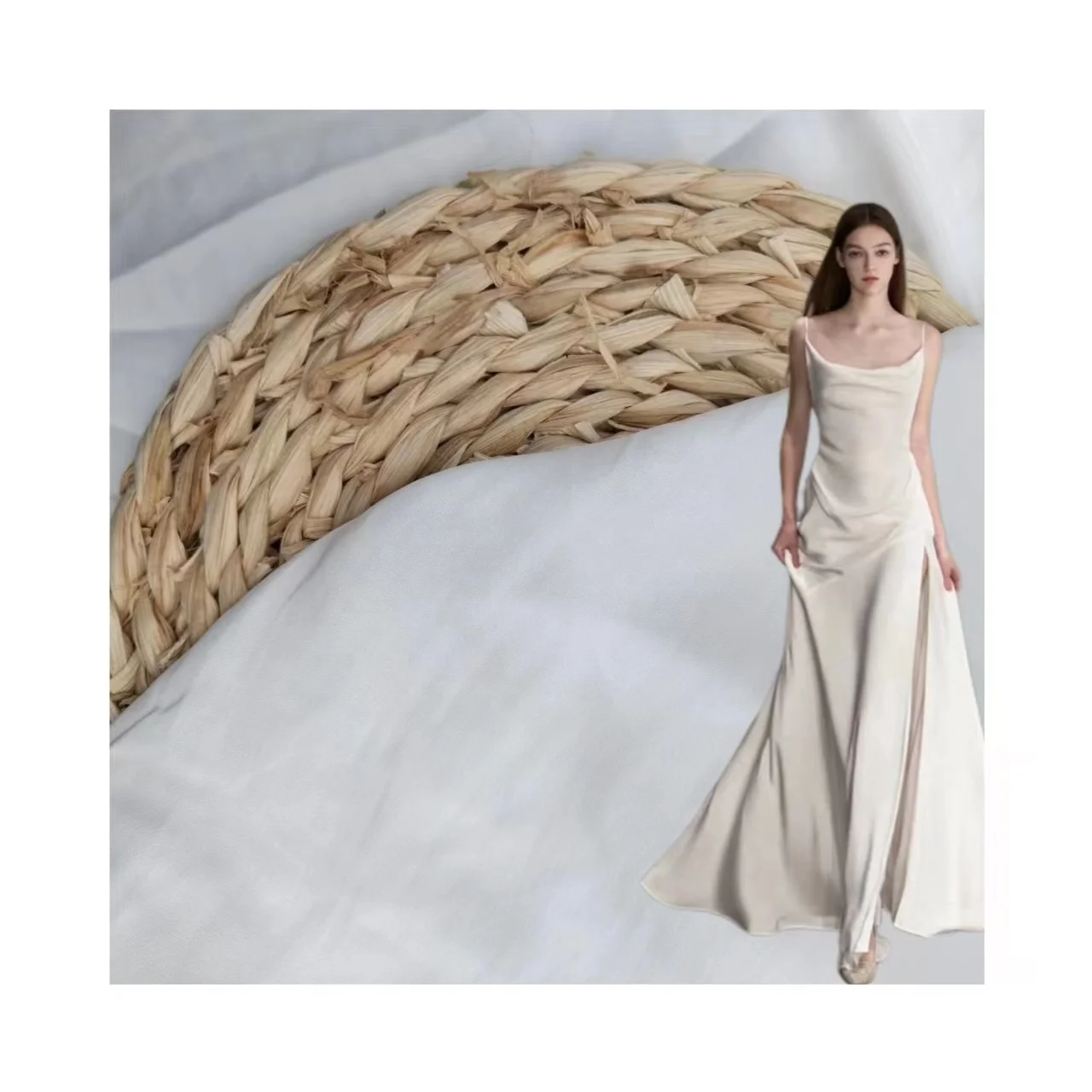 High Quality 75D DTY English Duchess Plain Satin fabric White  Polyester Dull Face Silky Bridal Wedding Satin Fabrics Matte