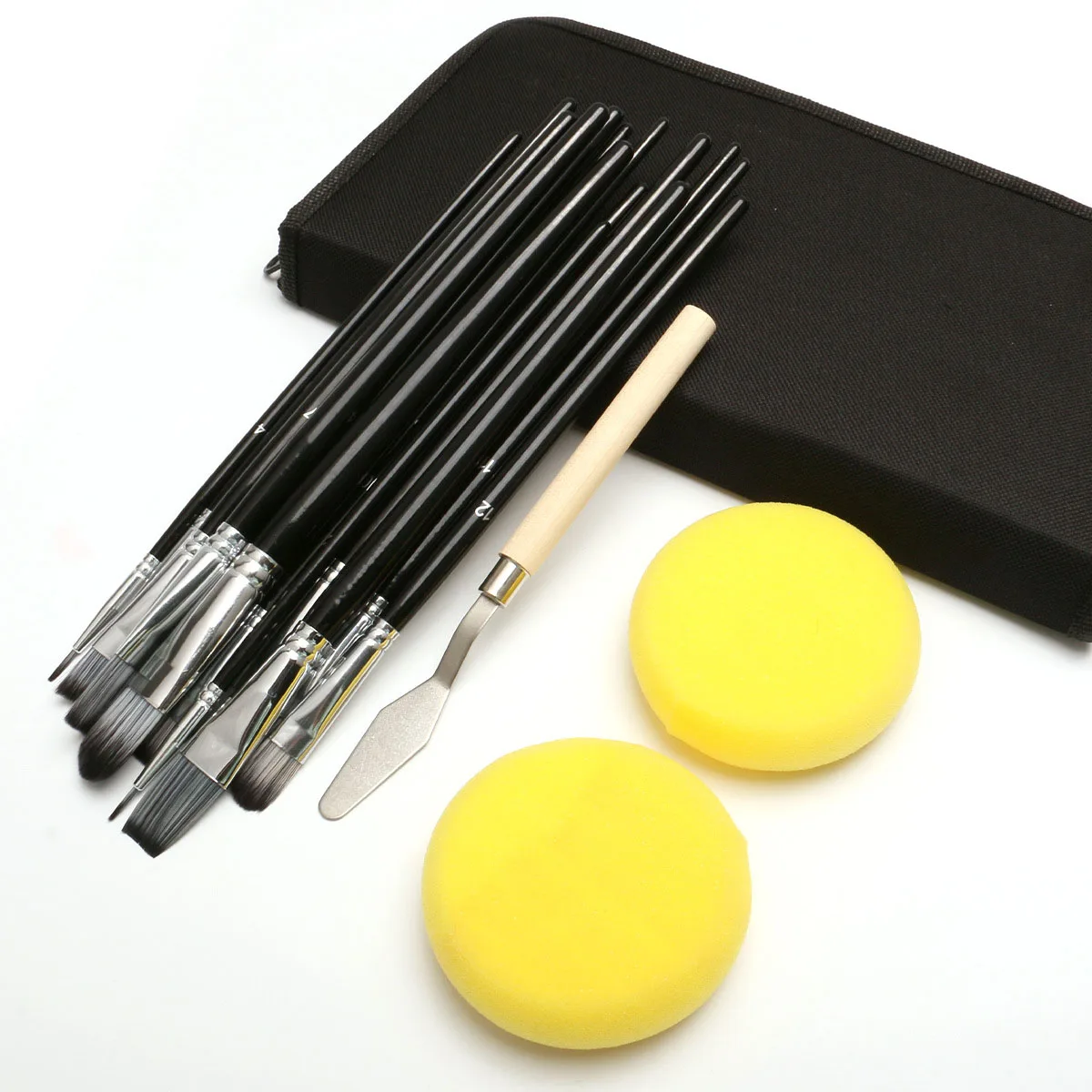 Opeth 16pcs Artist Brush Set Professional Oil Paint Nylon Hair Acrylic Paint With 1 Palette Knife and 2 Sponge
