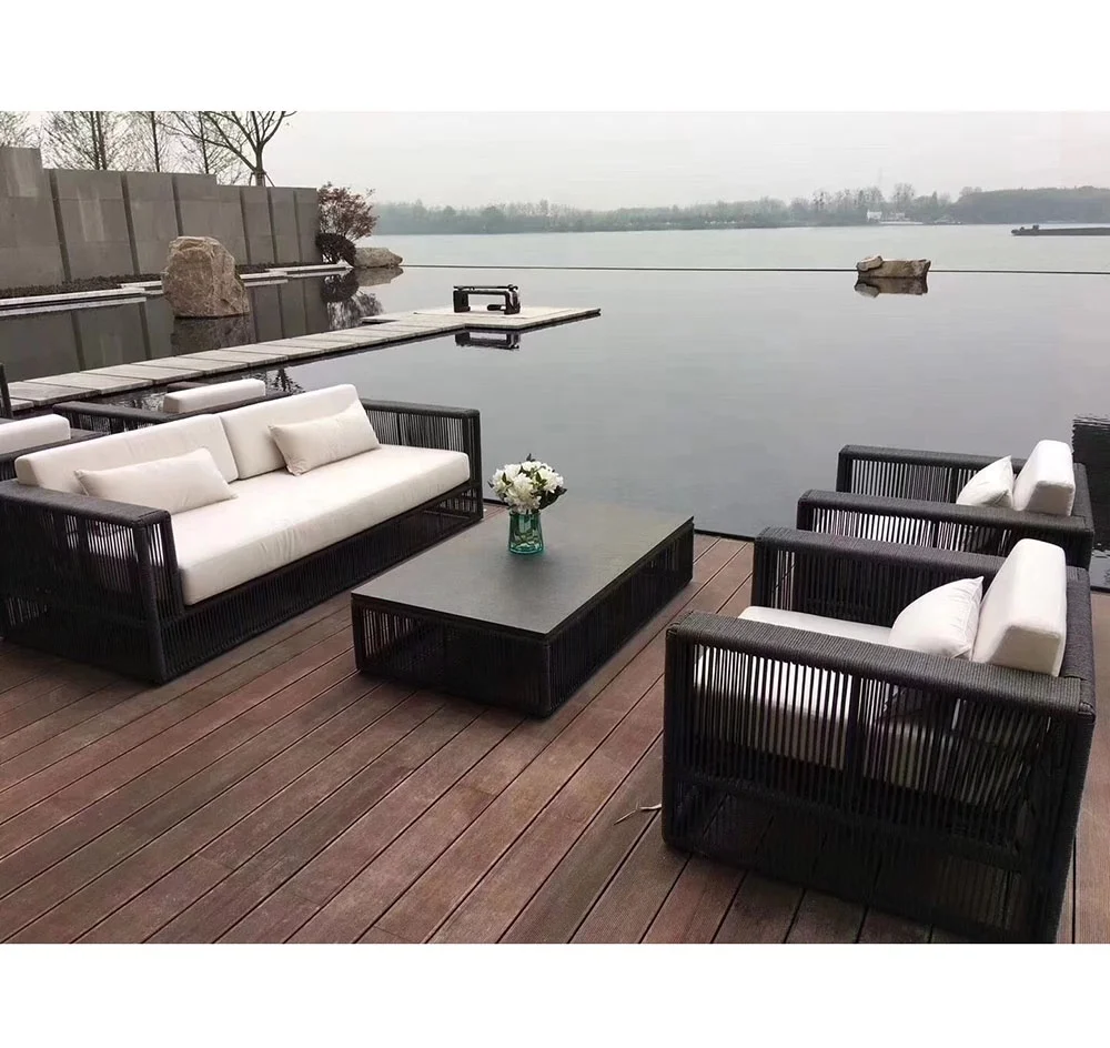 Outdoor Garden Furniture Patio Aluminum Frame Woven Rope Leisure Sofa Set