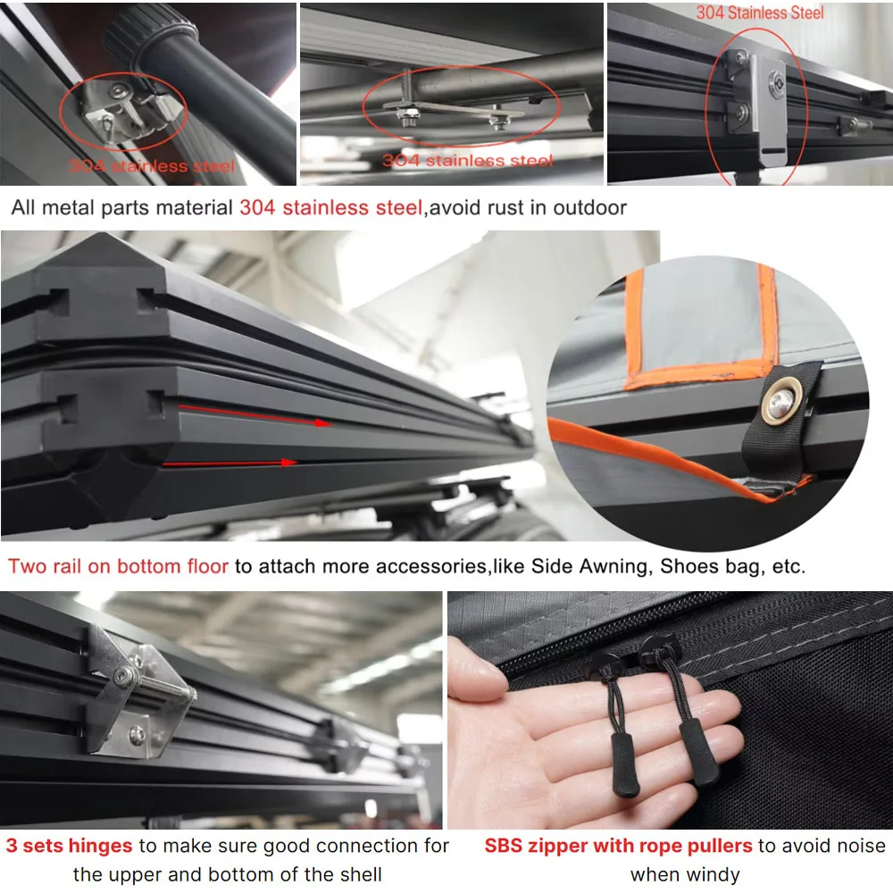 Camping Outdoor Car Rooftop Tent Camp Aluminum 4X4 Car Roof Top Tent Hard Shell