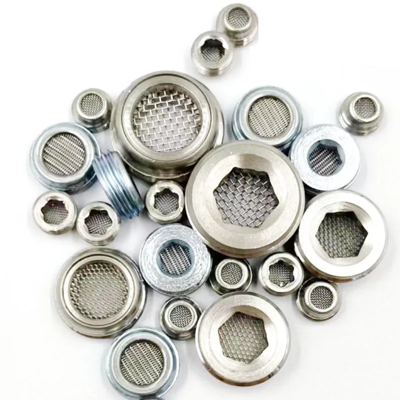 Screw Strainer Mesh Hexagonal Stainless Steel 1/4 1/8 Screwed Filter Disc Assembly for Hydraulic High Pressure Valve