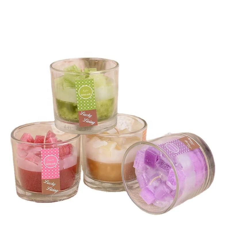New Style Small Fruit Smokeless Fragrant Glass Candle Home Bathroom Scented Candle