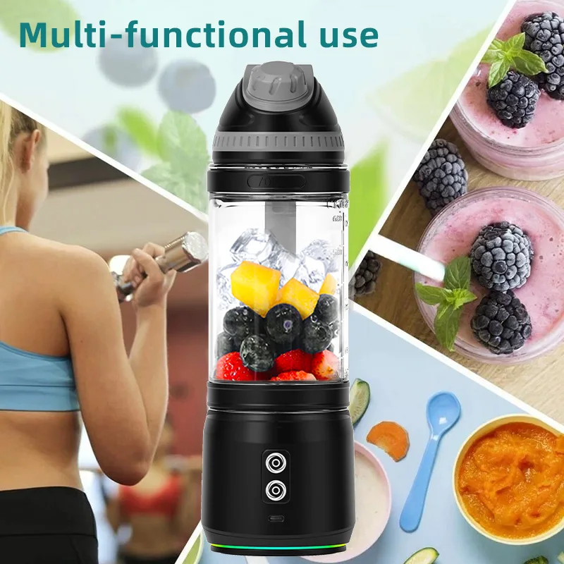 BPA-free and eco-friendly material Travel Sport Home Use 6 blades double cups Portable Blender Smoothies Fresh Juicer