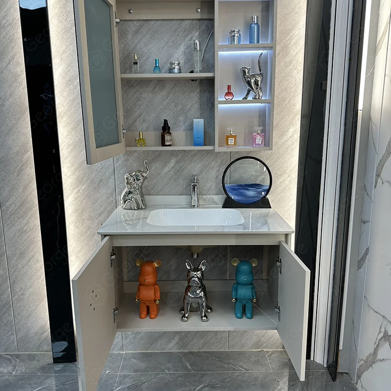 factory cheap wholesale eco-friendly MDF PVC plywood painting melamine bathroom cabinet vanity with sink basin