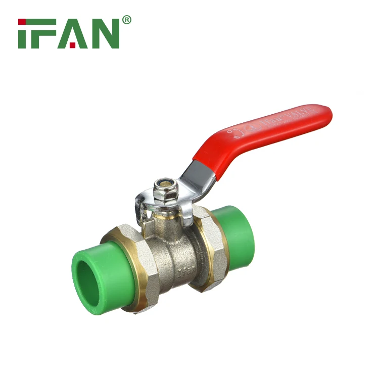 IFAN DIN PPR Valve Green Brass Double Union PPR Ball Valve For Control Water Supply