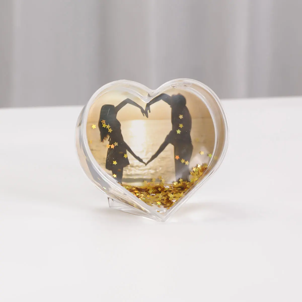 Heart Shaped Personalized Snow Globe Photo Frame Cute Family Couple Custom Birthday Gifts for Women