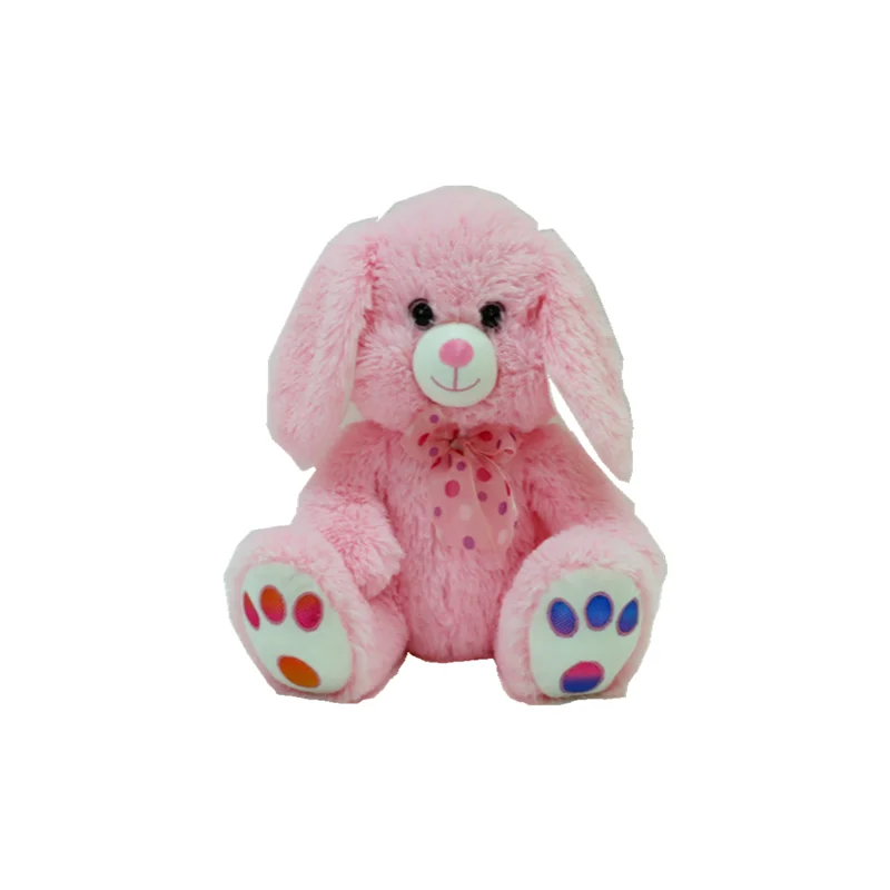 
Custom Stuffed Animal Toy Pink Color Rabbit With Colorful Sole Lifelike Gift For Kids Plush Rabbit Toy 