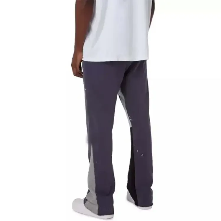 streetwear graffiti splash print flared jogger sweatpants men custom paint french terry flared sweatpants