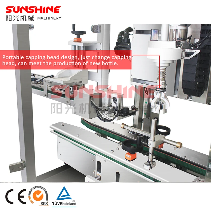 Automatic linear servo motor type high precision spindle screwing plastic bottle PET bottle electric tracking capping machine