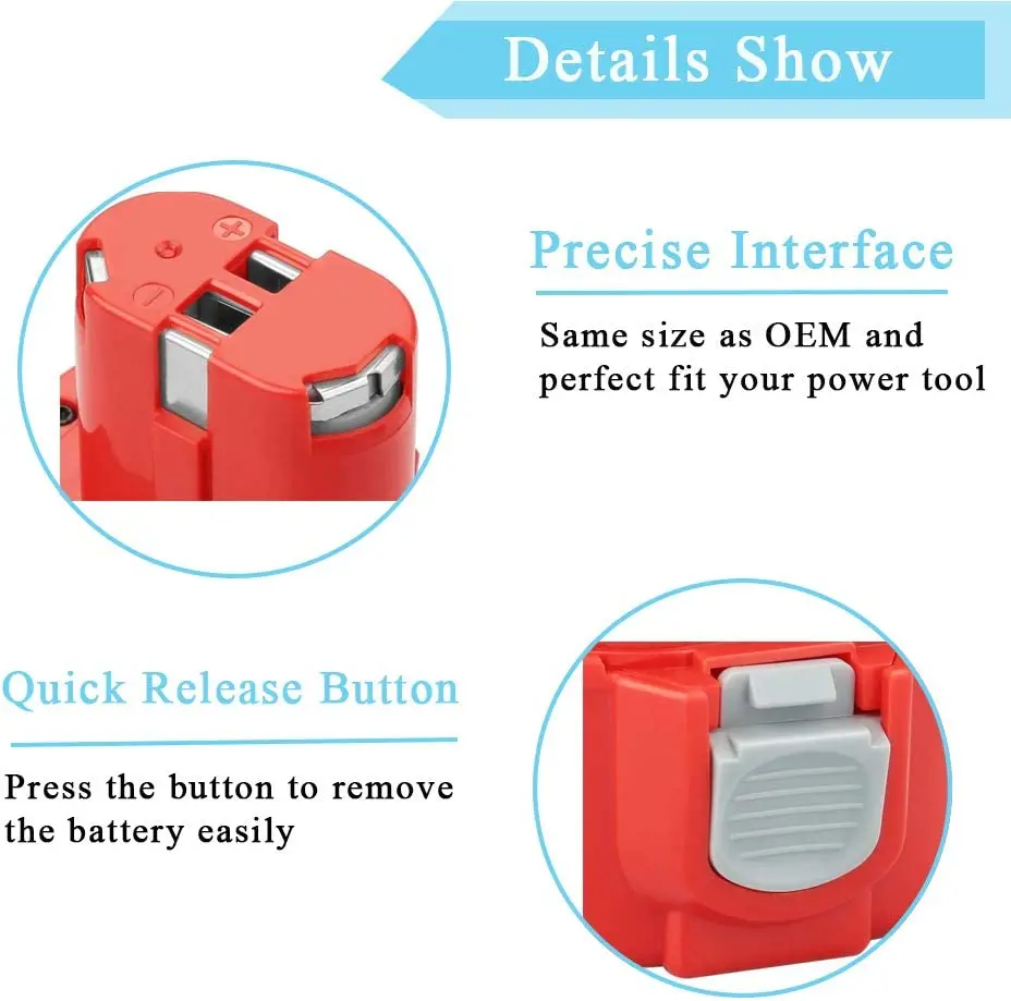 Tool Battery for makita 12V 2000mAh Ni-CD&Ni-MH Compatible with Makita 1220 1222 1233 1200 1201 1234 1235