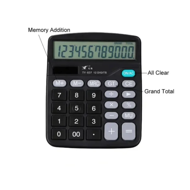 Factory cheap price customize 12 digits 837 dual powered desktop office commercial accounting electronic financial calculator