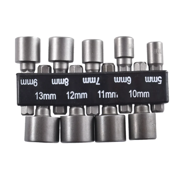 1/4in Hex Shank Socket 9PCS  Tool Set Hexagonal Handle Pneumatic Metric Wrench Electric Wind Batch Hexagon Socket Head
