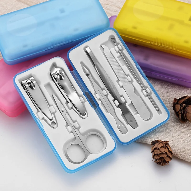 Promotion stainless steel Nail Clipper Scissor Tweezers Pedicure Tool kit mini gift Box Manicure Sets for mothers day gifts 2021