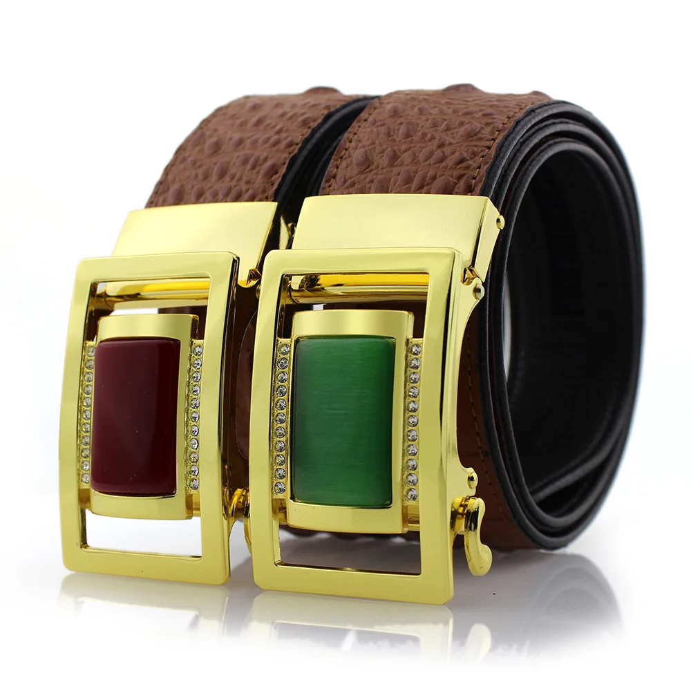 3 5 см ширина роскошный бирюзовый агат камень легко застегивается съемный чистый логотип Автоматическая пряжка ремень из воловьей кожи крокодила