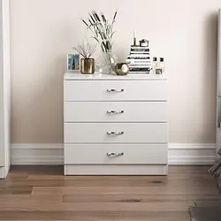 Pine Chest of Drawers 4 Drawer With Metal Handles and Runners Unique Anti-Bowing Drawer Support Bedroom Furniture