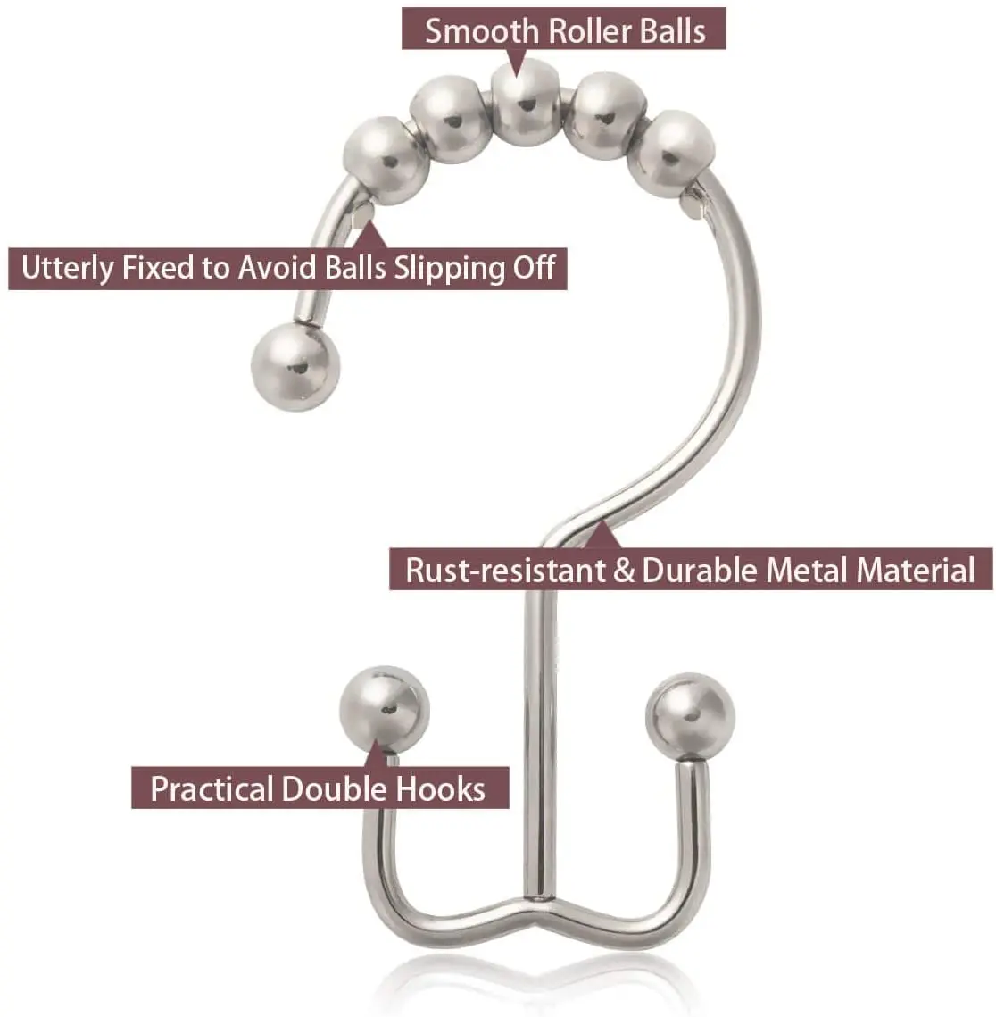 Shower Curtain Hooks Rings Double Glide Shower Hooks for Bathroom Shower Rods Curtains