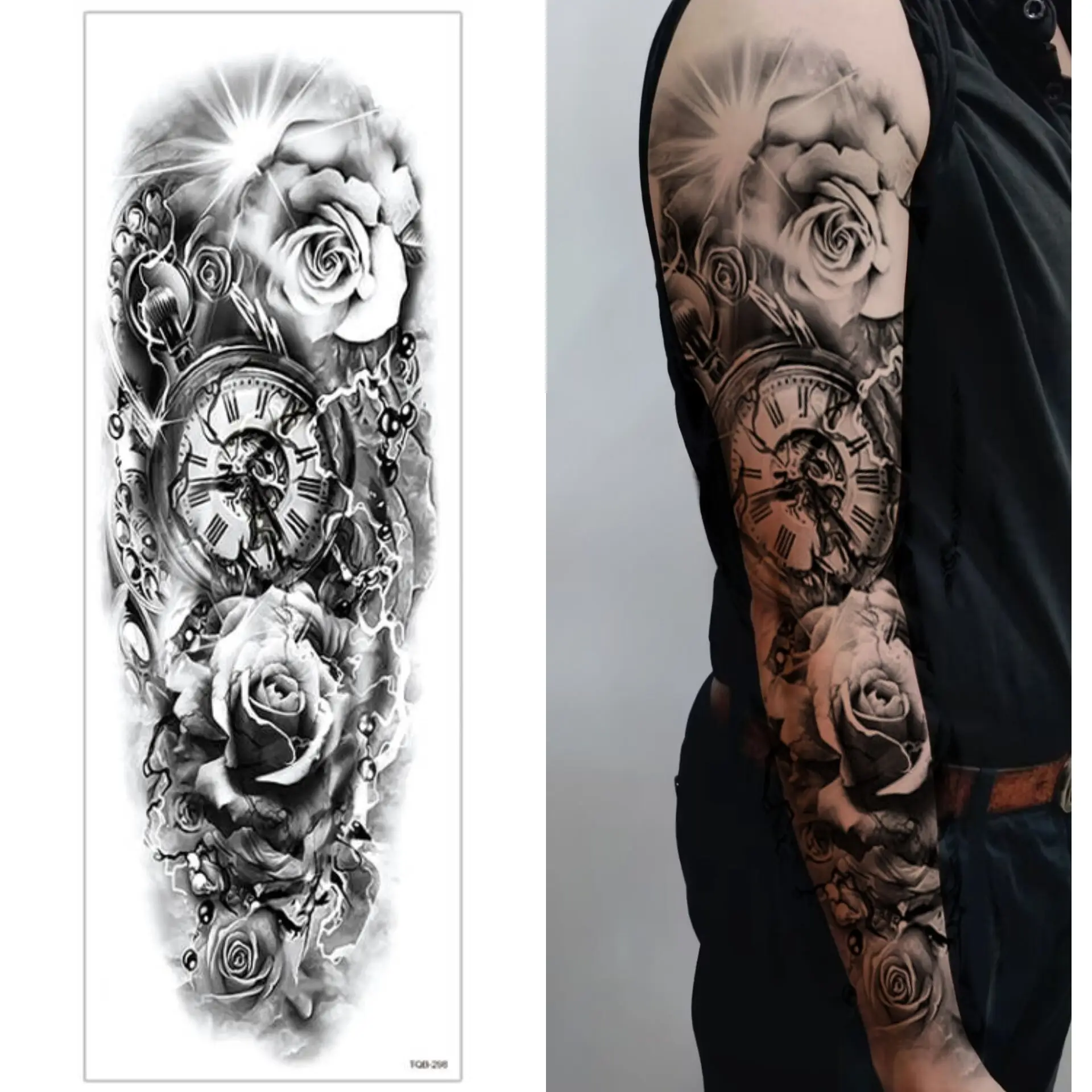 Factory Henna Tattoo Stickers Water Proof Full Arm Tattoo Sticker Eco-Friendly Big Size Temporary Tattoo Halloween