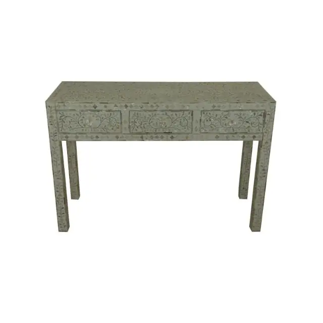 MOP FTD 3 DRW CONSOLE TABLE FLORAL WHITE 120X40X80 CM Best Quality Classic Designs Luxury Collection Wholesale Price