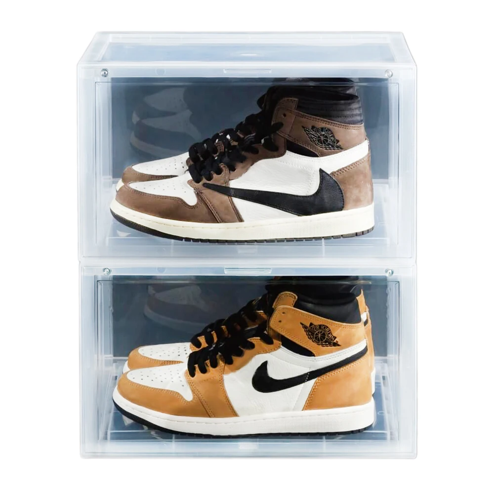 
New double ventholes design plastic transparent shoe box stackable for wholesale 