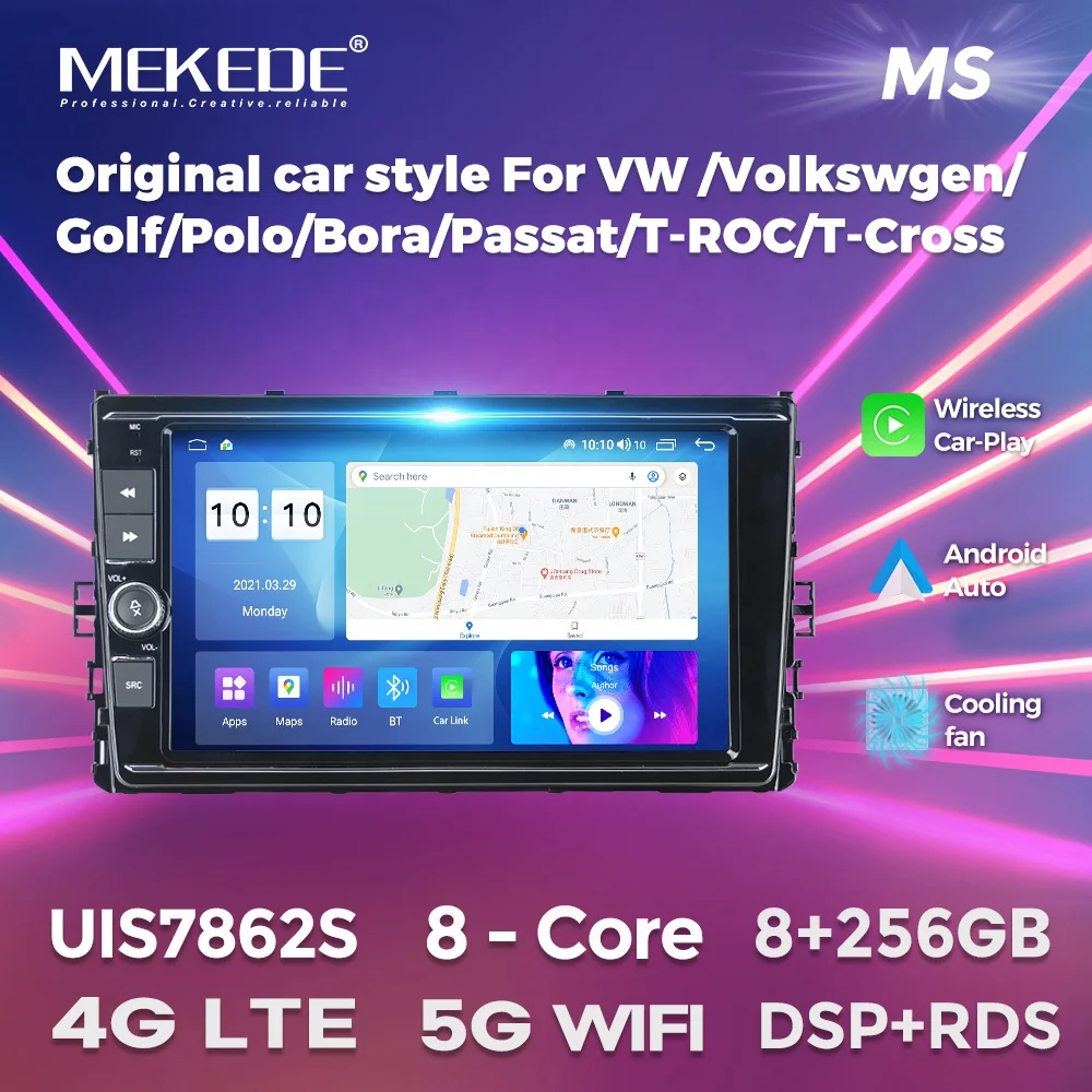 Автомагнитола MEKEDE MS android с сенсорным экраном 4G Wi-Fi DSP RDS для VW Volkswagen Golf Polo Bora Passat T-ROCT-Cross