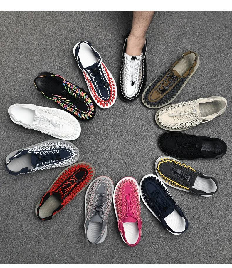 YF-22 2024 wholesale Fashion summer Vietnam Rome handmade elastic woven flat Women Ladies men couple casual sporty beach sandals