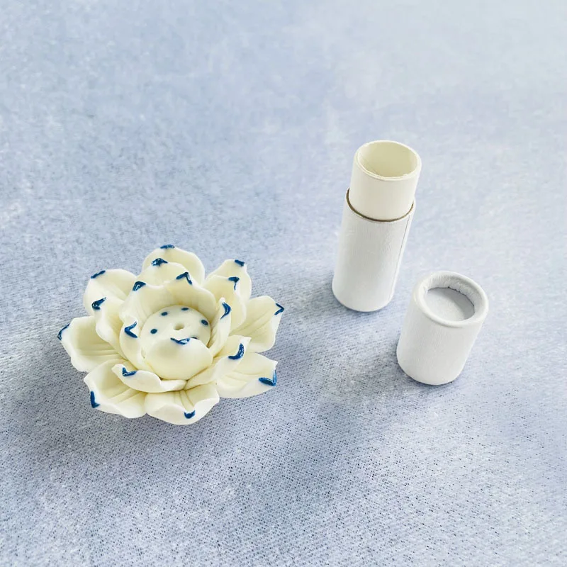 Ceramic  Home Decor Incense Stick Holder Buddhist Lotus Incense Censer Use Paper Tube Incense Stick Holder
