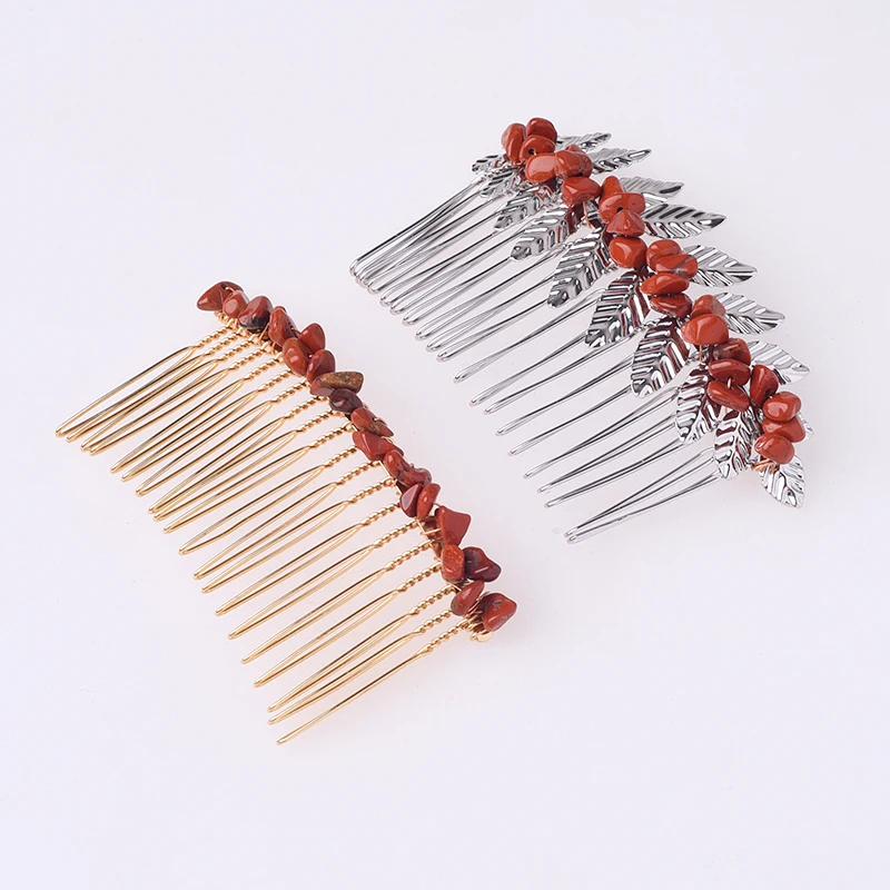 Wholesale Natural Healing Crystal Rose Quartz Hairpin Crafts Carved Amethyst Hair Brush For Gifts
