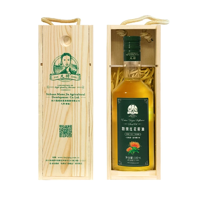 Фабричный поставщик, 500 мл, деревянная коробка, сафлоровое масло, Экстра натуральное масло сафлорового семени, сафлоровое пищевое масло