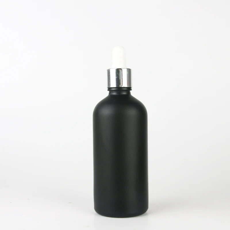 100ml Black Round Empty Essential Oil Dropper Glass Bottle With Silver Top