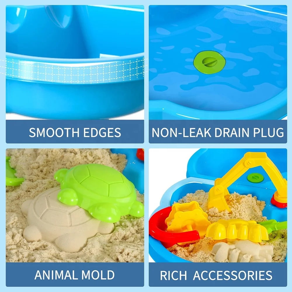 4 in 1 outdoor sand and water play table kids outside backyard sand water activity table beach sandbox toy with sand tool molds