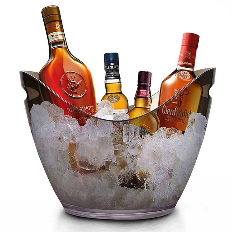 Promotion Gift Acrylic Plastic ice Bottle Cooler Acrylic Champagne Beer Clear Ice Bucket