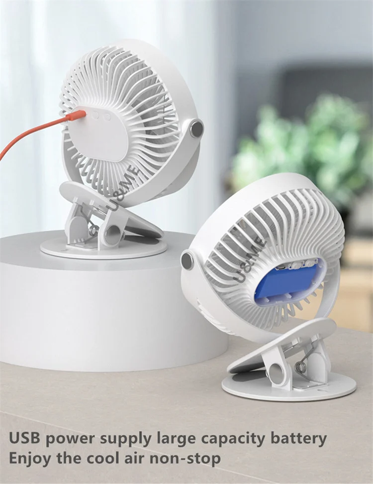 Mini Rechargeable Baby Stroller Clip Fan Usb Ventilation Desk Stand Fan Led Light Cordless Fan With Clip