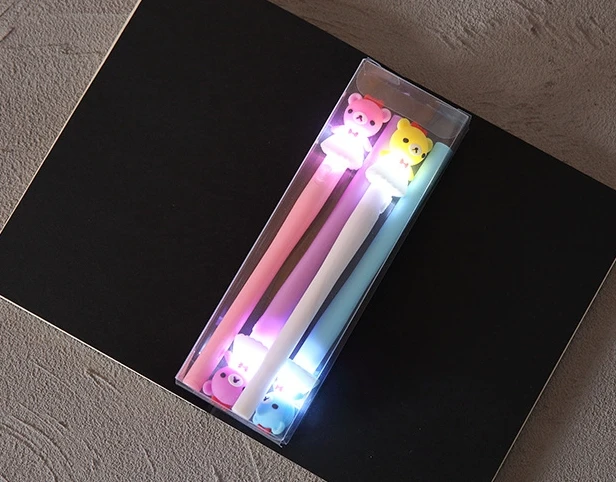 Promotional New Design Cute Stationery Unicorn Pen ,LED Light Colorful Cute gel Pen,Student Stationery Set Pen