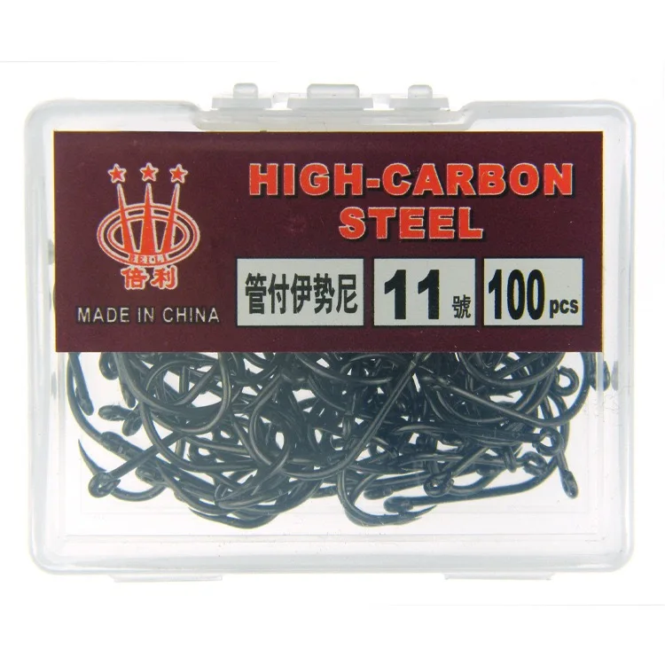 100pcs/box High Quality Fishhooks 3#-15# High Carbon Steel Carp Fishing Hook With Hole For soft Lures