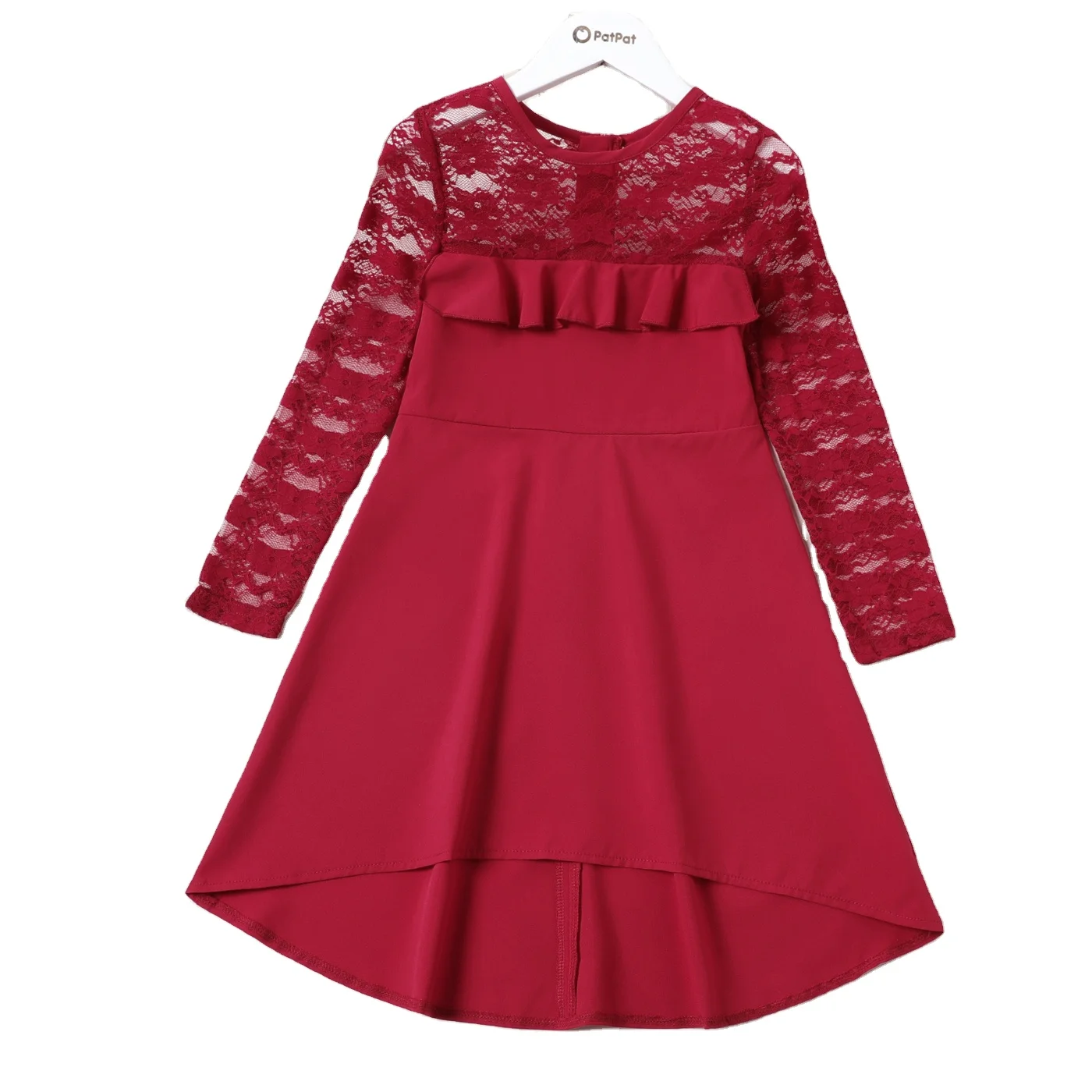 New Arrival 4-12 Year lace gown dress ruffle long sleeve baby girl party dresses