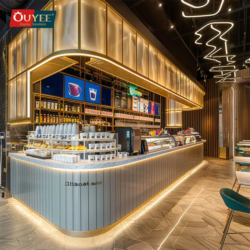 Commercial Furniture Cafe Kiosk Restaurant Cabinet Coffee Shop Modular Counter Coffee Shop Designs Coffee Counter