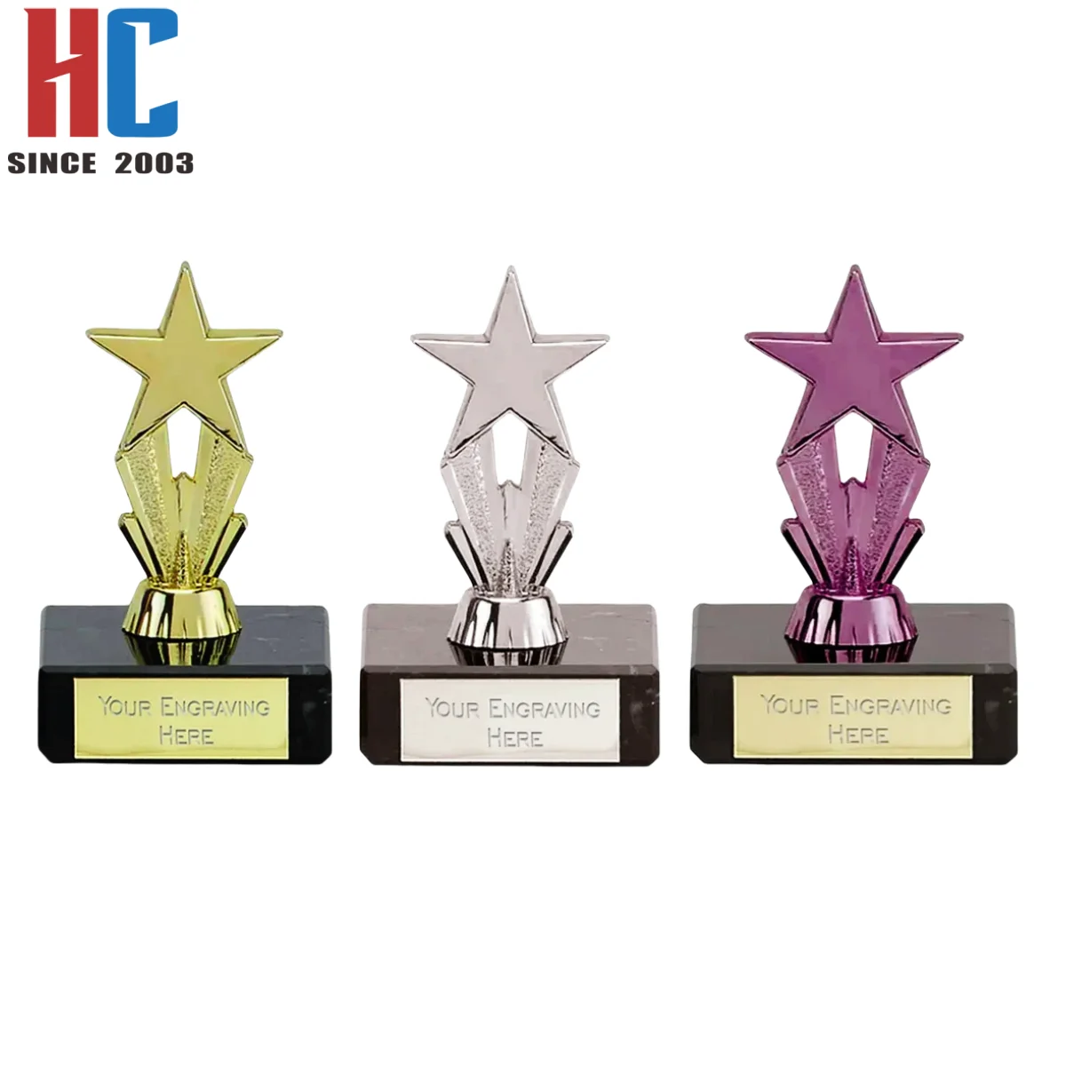20 Years  Factory Custom Personalised Engraved metal Trophy Star Award