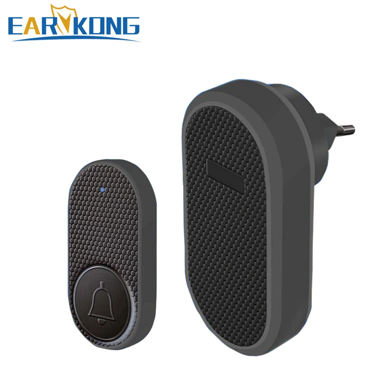 US EU Plug Optional Can Adjust The Volume Black Door Open Reminder Smart Home Door Bell 433MH Wireless Doorbell