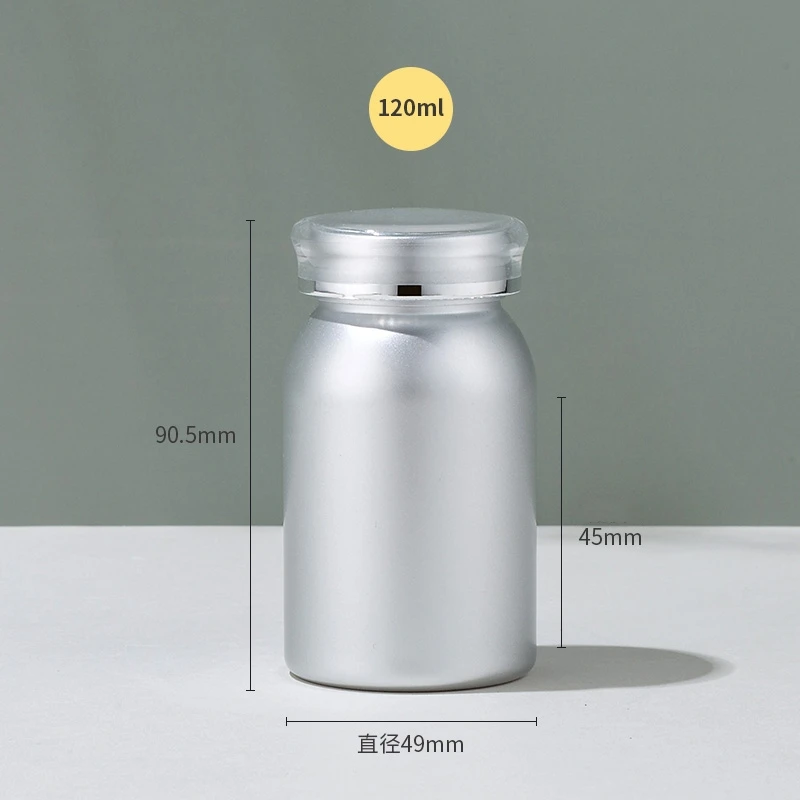 80 100 120 150 225 ml Silver Small PET Plastic Bottle for Capsules Vitamins Custom Colors Available