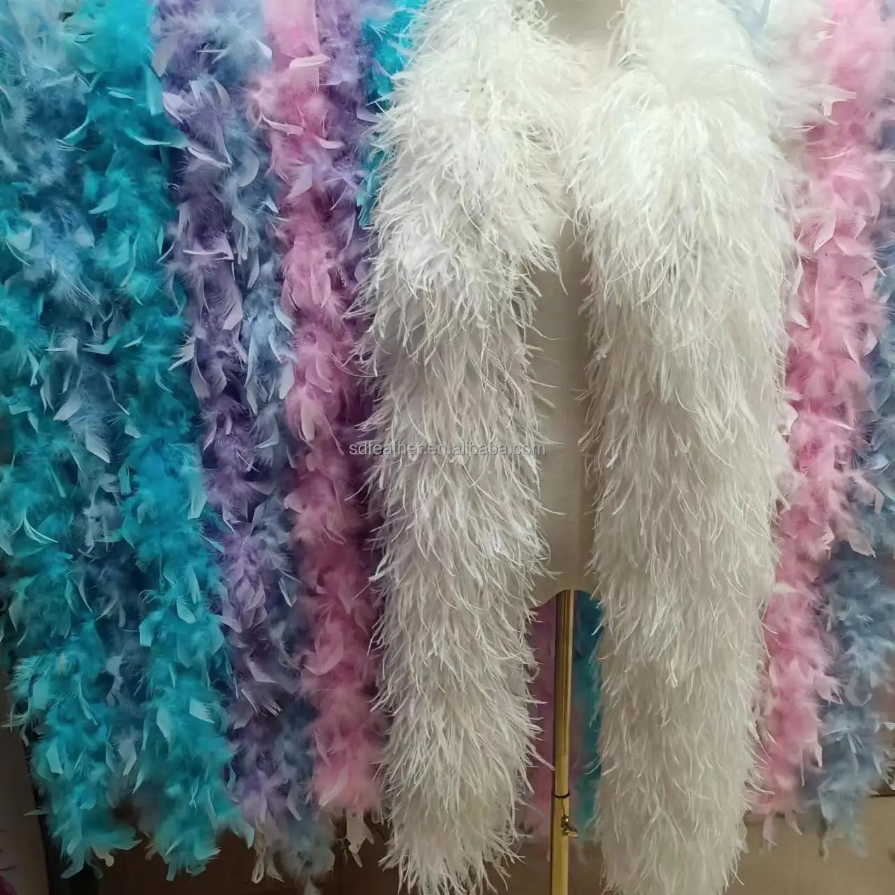 Wholesale Boas 10-15cm 20ply Thick Long Dyed Fluffy Scarf Ostrich Boa Feathers For Dance Wedding Women Dress Costume Decor