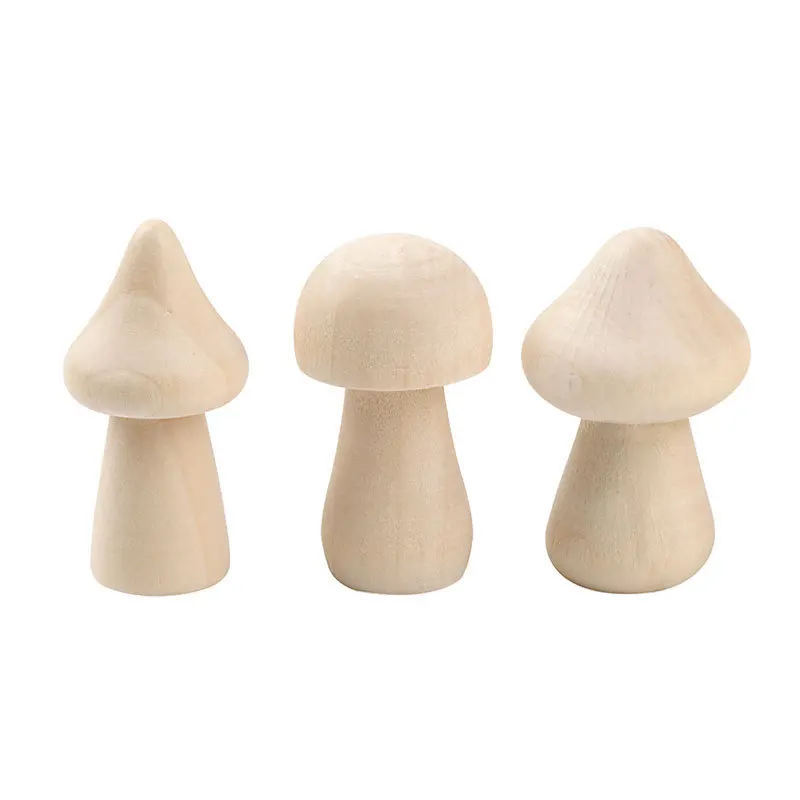 Blank Unfinished Wooden Mushroom 11 Sizes of Natural Wooden Mushrooms for Arts & Crafts Projects Decoration DIY Paint Color