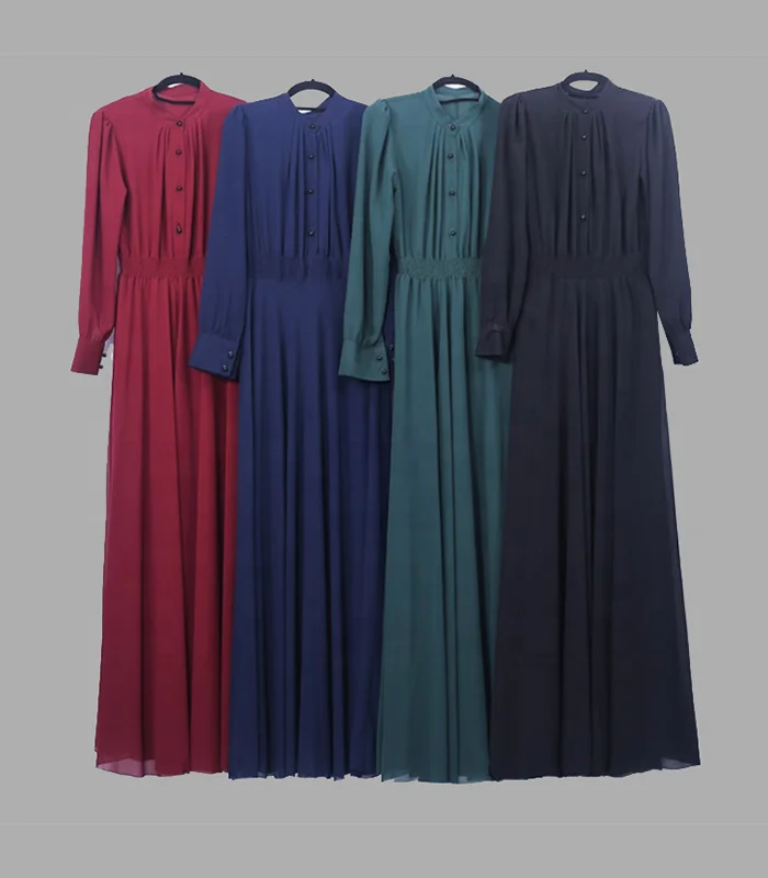 
 Оптовая продажа, темно-синее этническое женское мусульманское платье с длинным рукавом и вышивкой  