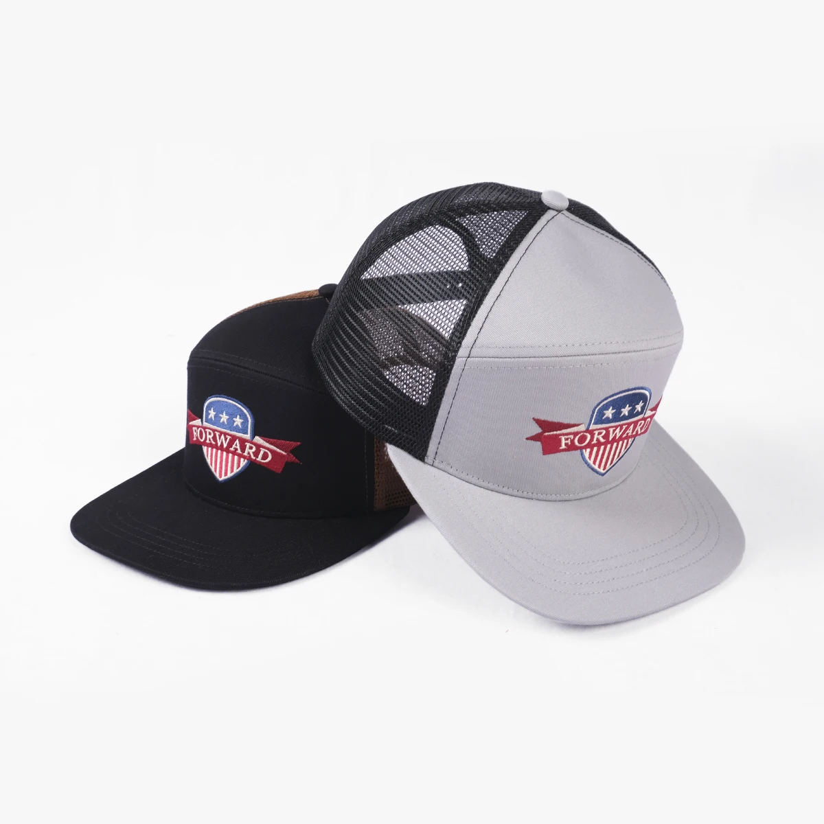 High Quality Wholesale Bulk Mens Fitted Sports Custom Logo Embroidery Mesh Snapback Richardson Flat Bill Trucker Hats Caps