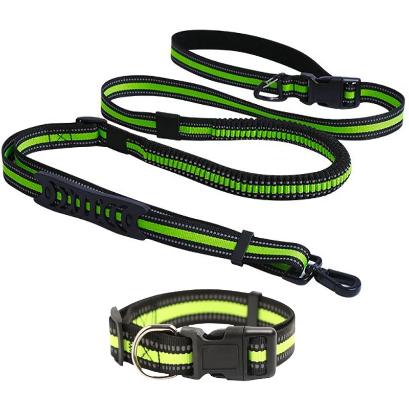 Handsfree Professional Running Bungee New Training Walking Reflective Nylon Hands Free Rope Pet Dog Cat Leash Lead Collar Set