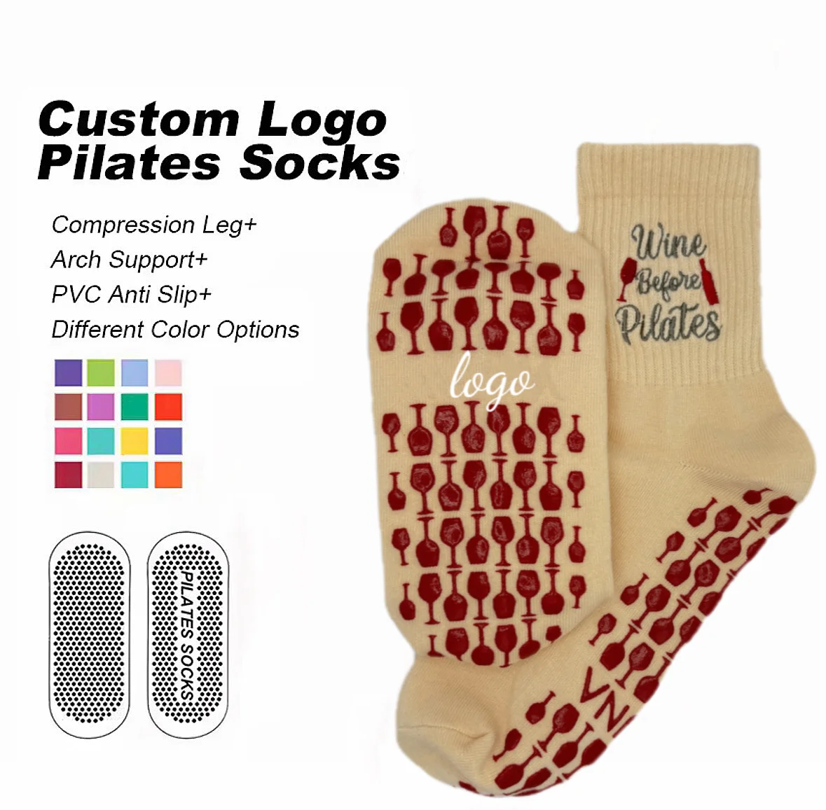 Goblet Letter Custom Design Non Slip Pilates Socks Beautiful Embroidery Yoga Ballet Dance Socks High Quality Anti Slip Socks