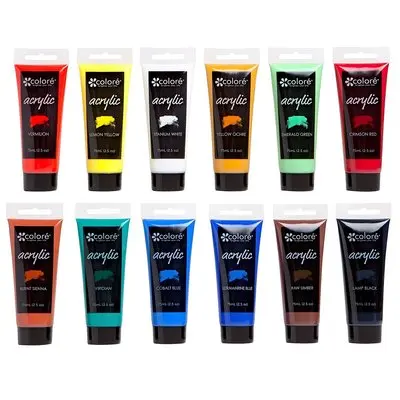 non-toxic12 color  premium acrylic paints 75ml set