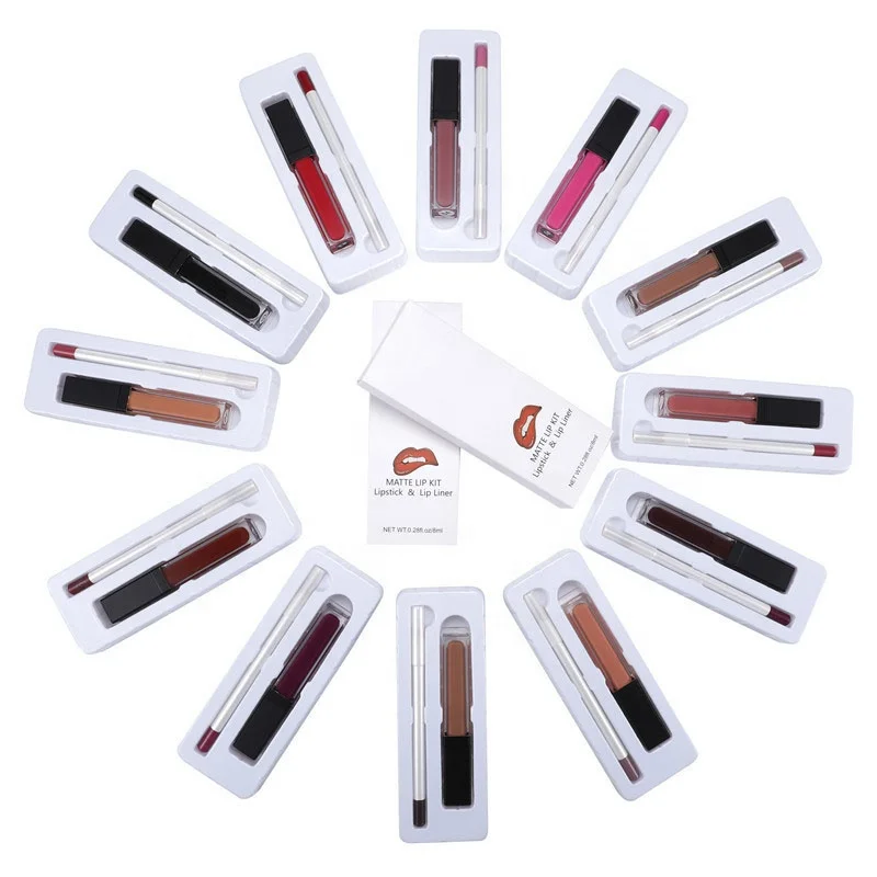 Lip Liner And Lip Gloss Set Organic Vegan Waterproof Lip Liner Custom Logo Lipstick Pen