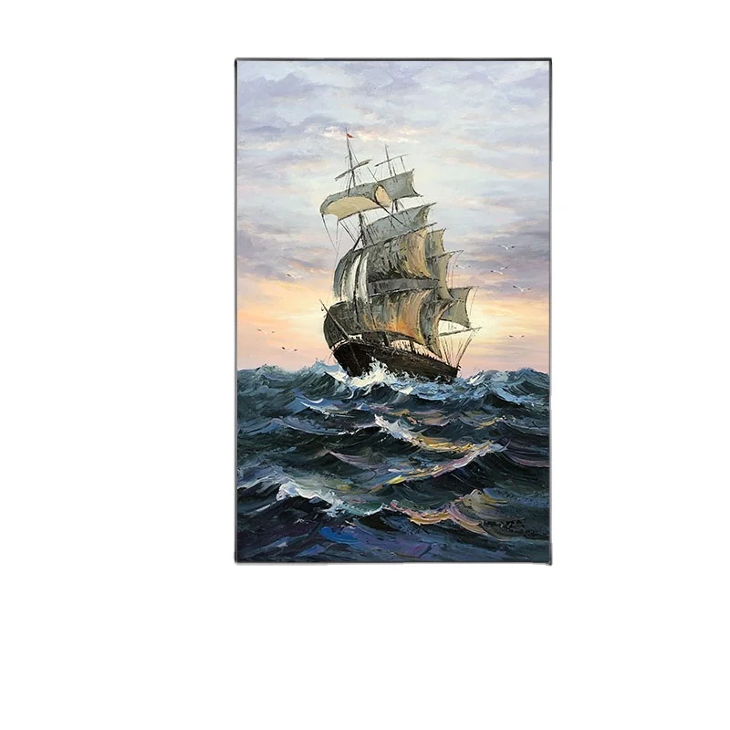 
Sailing Boat Sailing Ship On The Dark Blue Sea Against Strong Wind And Wave Blue Sky And White Clouds 