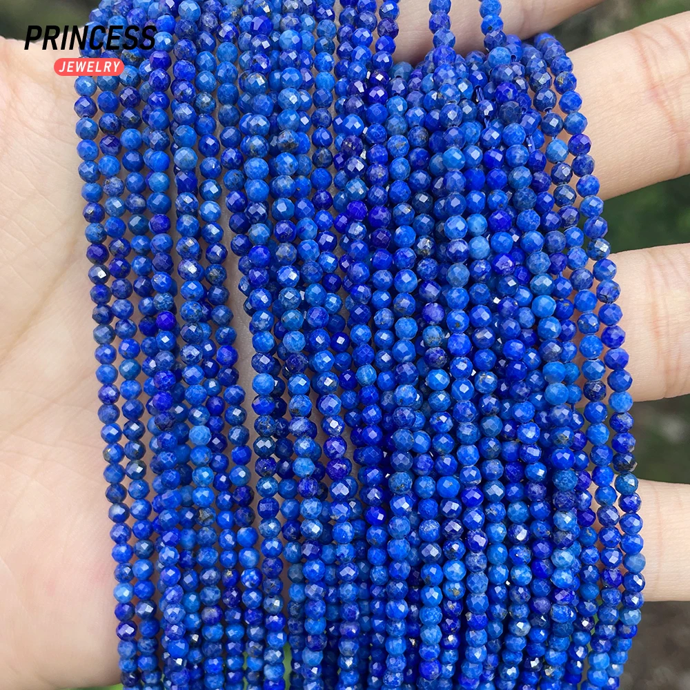 JSES Wholesale A+ Natural Lapis Lazuli Faceted Beads 2/2.5/3mm Loose Gemstone Crystal And Stone Beads for Jewelry Making DIY