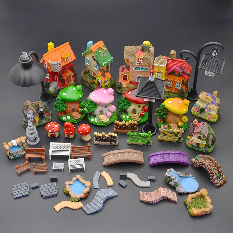 Kids toys fairy garden miniatures ornaments figurine bonsai home dollhouse doll decoration Castle resin mini house figurine